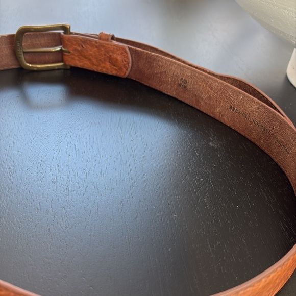 Tecovas ostrich Brown Leather Belt with Brass Buckle - Picture 14 of 16